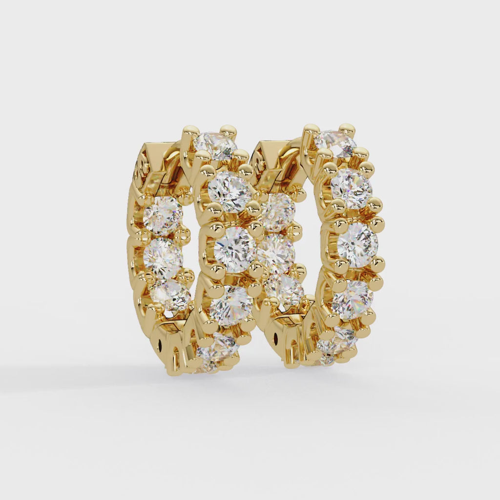 IGI Certified- 1.5 Ct. Lab Grown Diamond (VS/E-F) Luxury Gold Hoop Earrings with Round-Cut Diamonds Earring