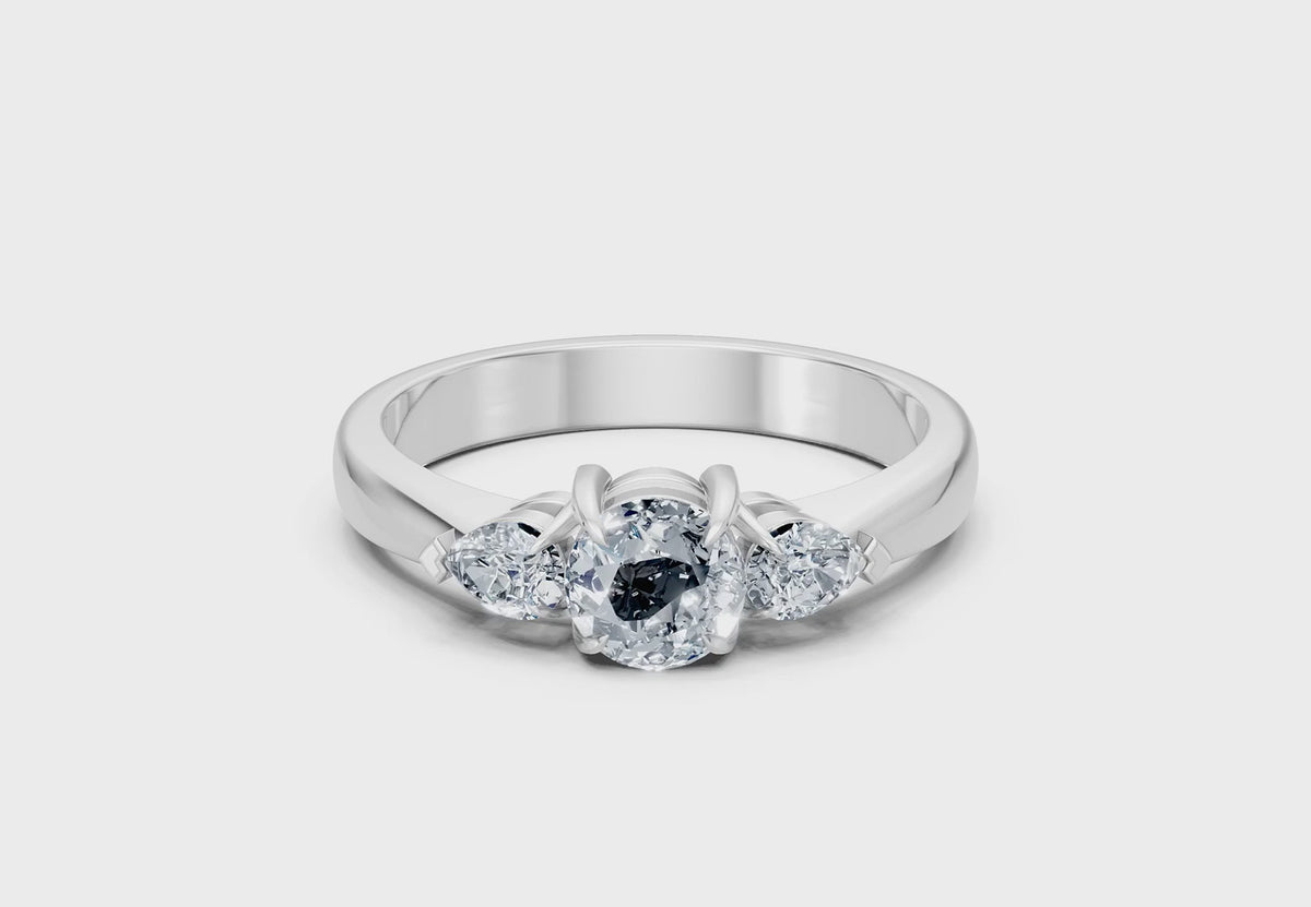 0.75 Carat Lab Grown Diamond Trilogy Ring, IGI Certified