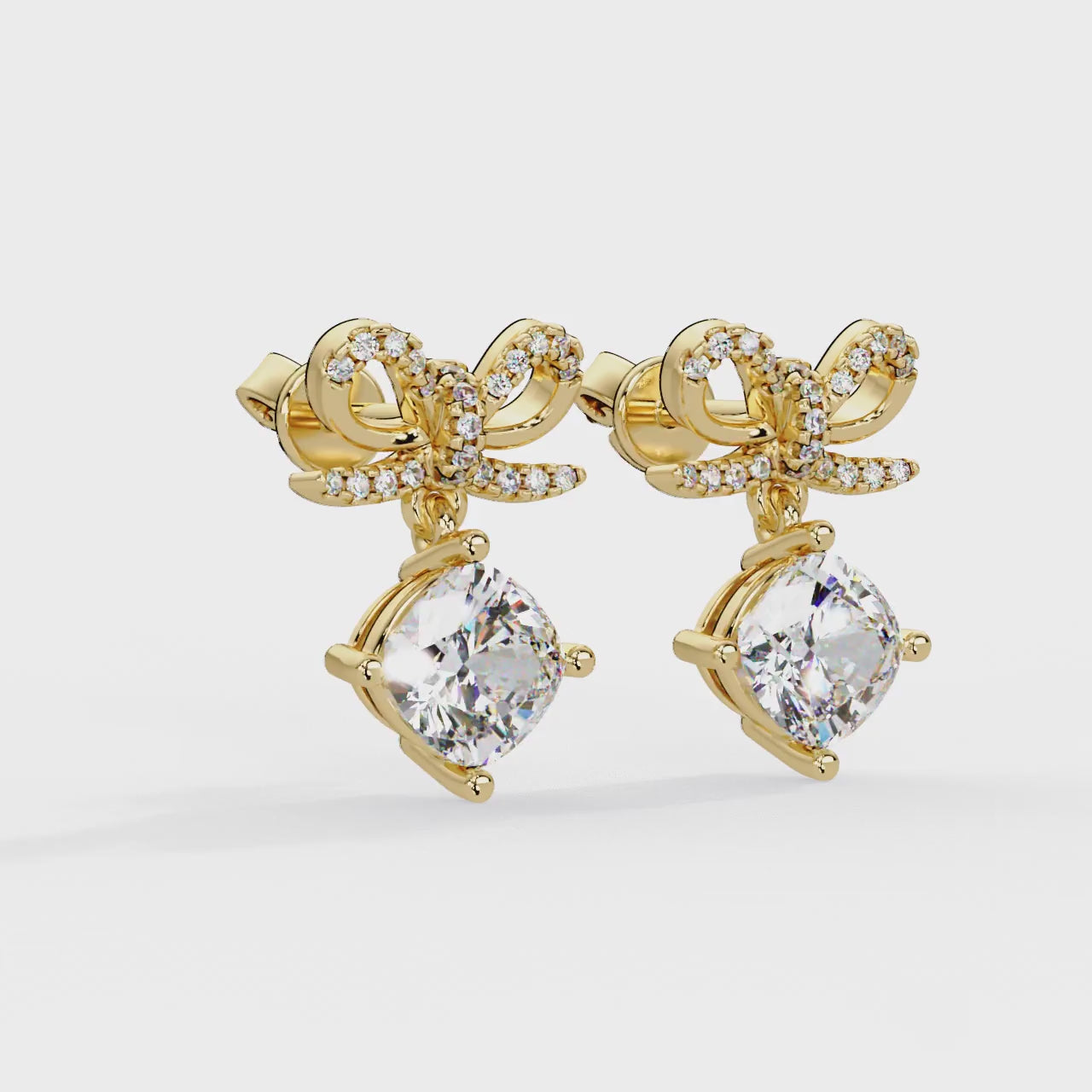 IGI Certified- 2 Ct. Lab Grown Diamond (VS/E-F) "The Gift Bow" Diamond Dangle Earrings
