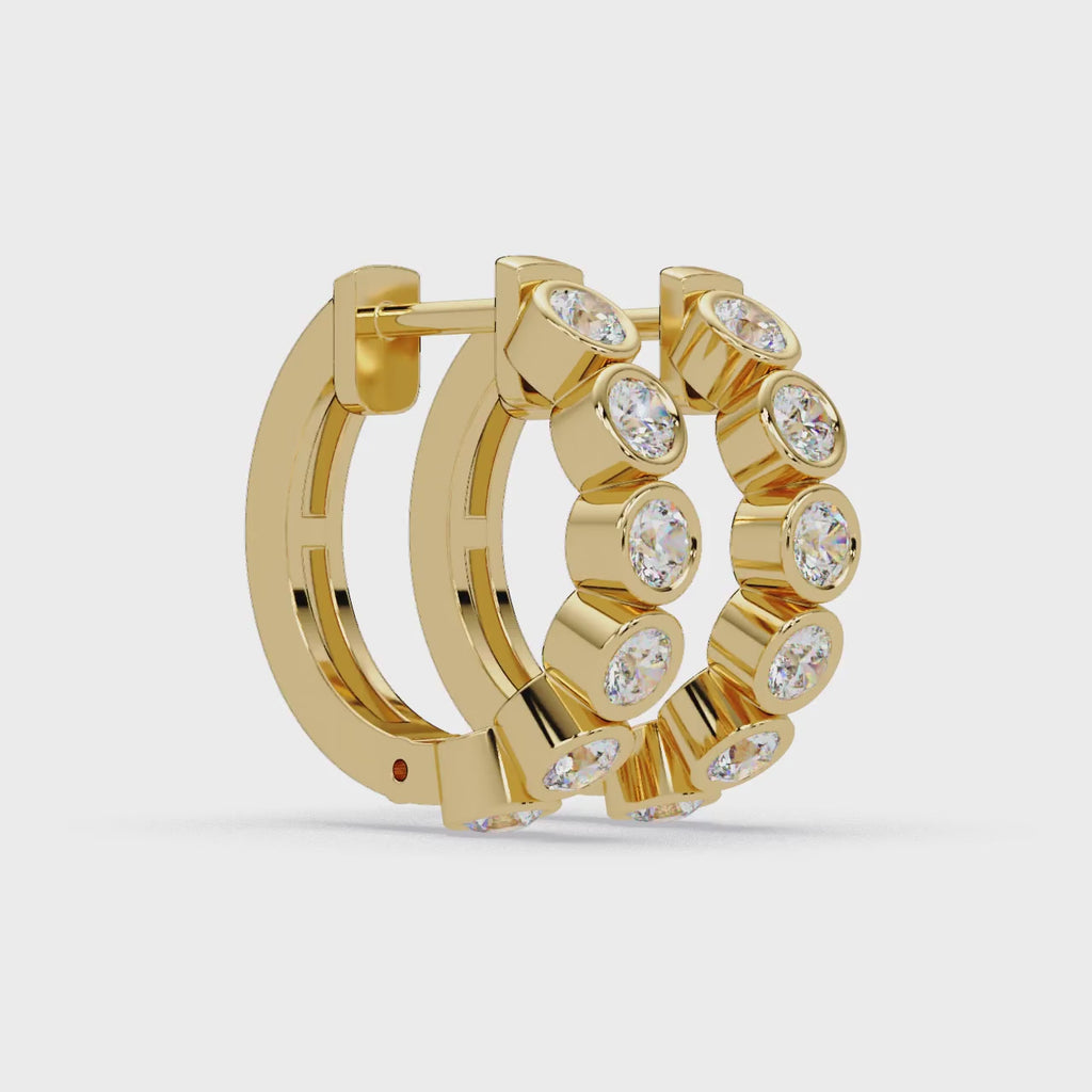 IGI Certified-1 Ct. Lab Grown Diamond (VS/E-F) Bezel-Set Round Diamond Huggie Hoop Earring