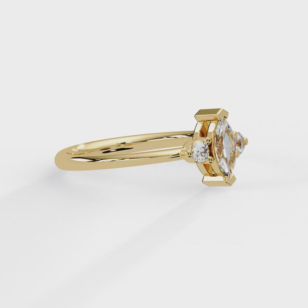 IGI Certified - 1/2 Ct. Lab Grown Diamond (VS/E-F) Lumina Marquise Trio Band Ring