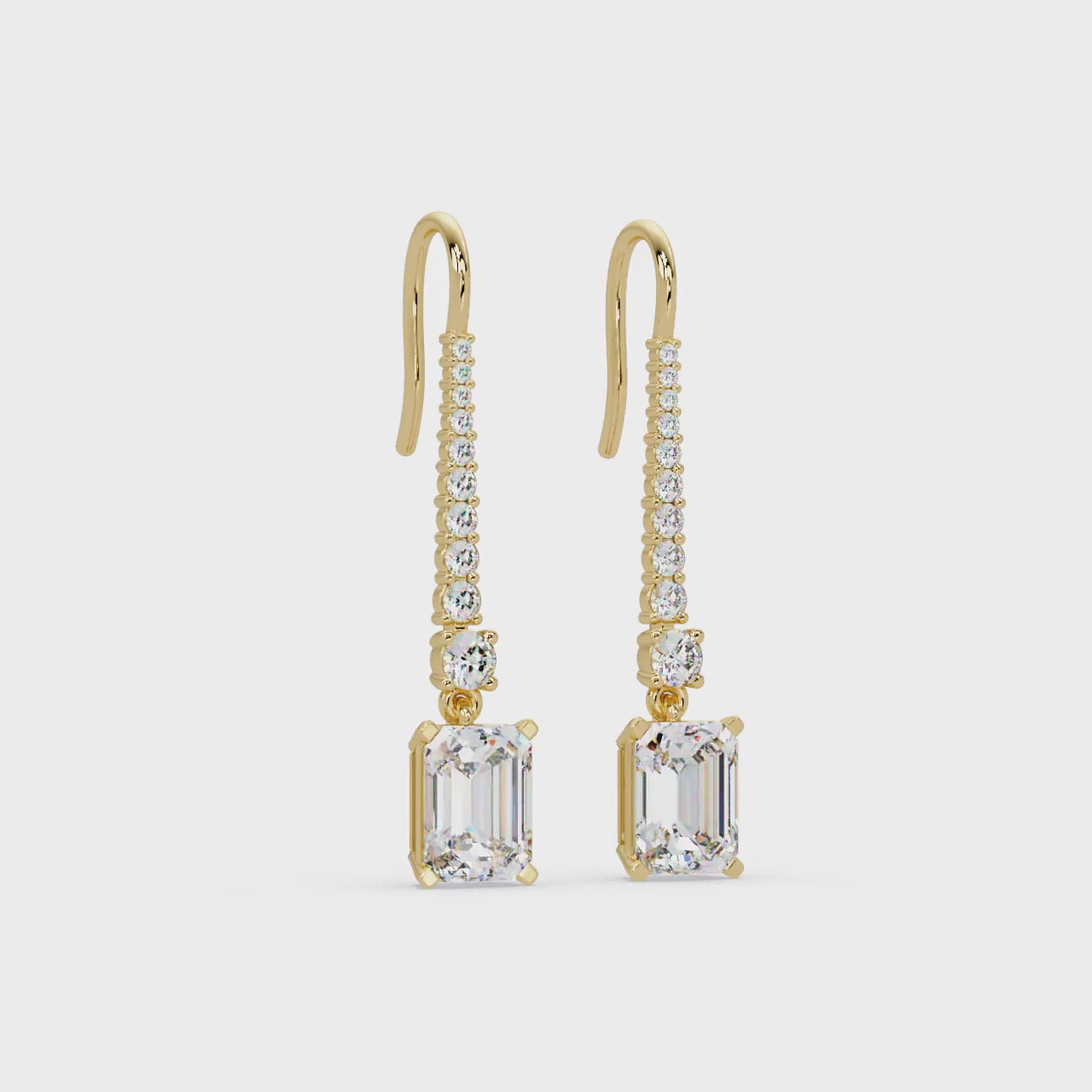 IGI Certified- 3.75 Ct. Lab Grown Diamond (VS/E-F) Glamorous Emerald Cut Diamond Earrings with Sparkling Round Accents Earring