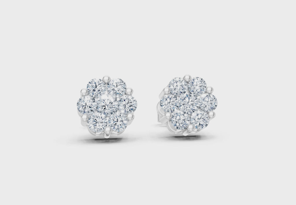 1 Carat Lab Grown Diamond Floral Earrings