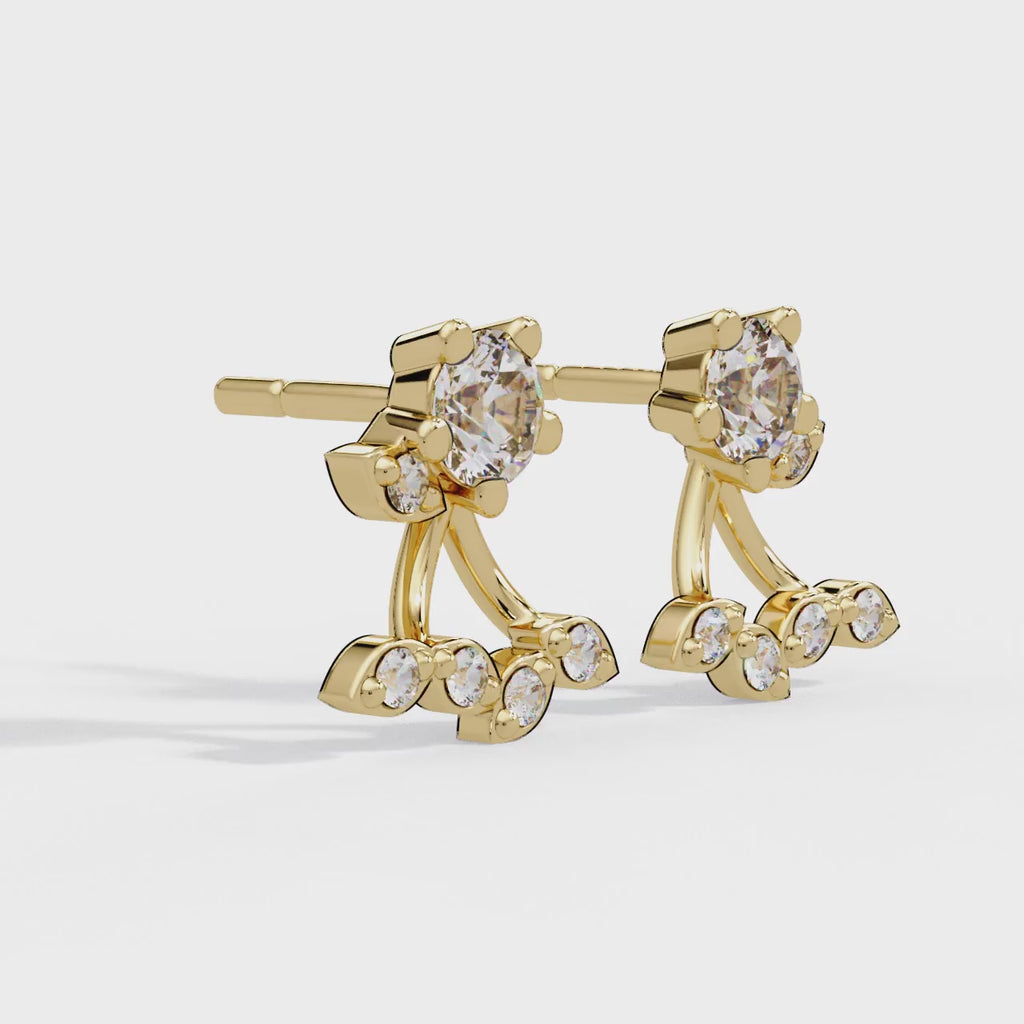 IGI Certified-1/2 Ct. Lab Grown Diamond (VS/E-F) Floral Motif Gemstone Stud Earring