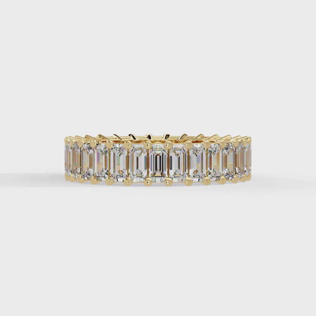 IGI Certified - 3 Ct. Lab Grown Diamond (VS/E-F) Emerald-Cut Diamond Eternity Band Ring