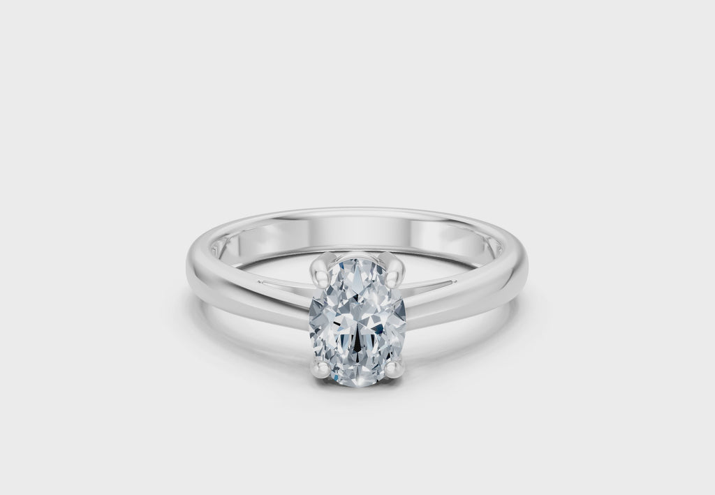 IGI Certified - 1/2 Ct. Lab Grown Diamond (VS/E-F) Oval Solitaire Ring - 925 Sterling Silver