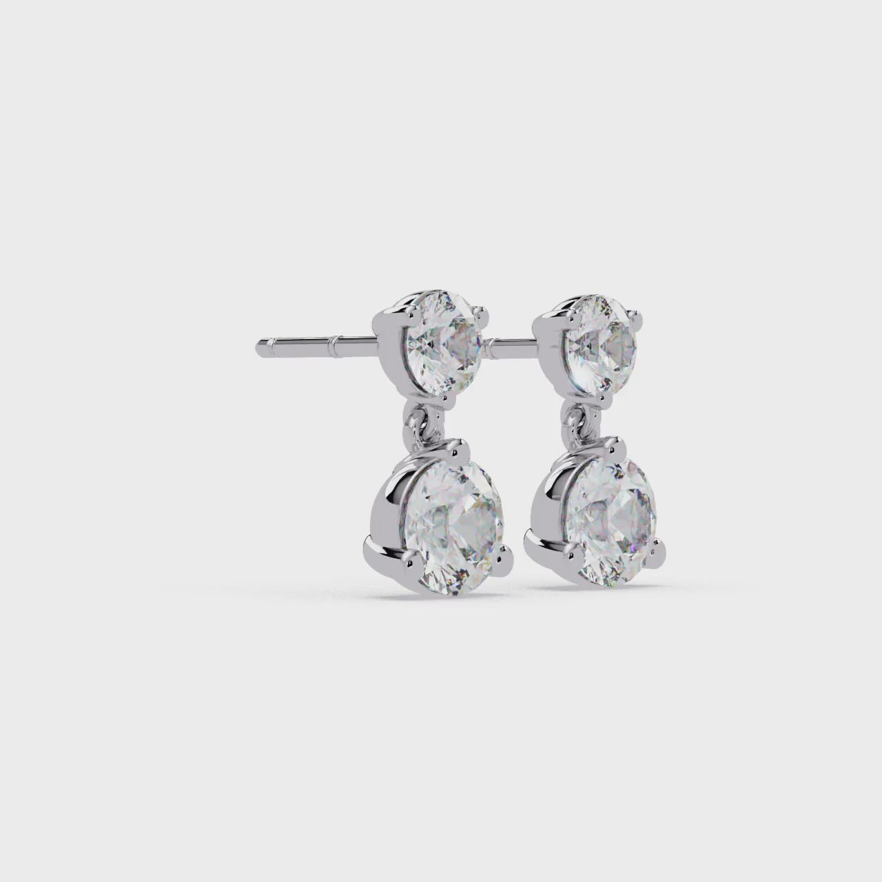 IGI Certified - 2.75 Ct Lab Grown Diamond (VS/E-F) Round Diamond Dangle Earrings