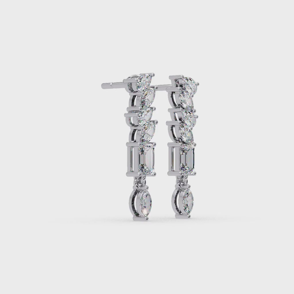IGI Certified- 1.5 Ct Lab Grown Diamond (VS/E-F) Stars Cascade Earrings