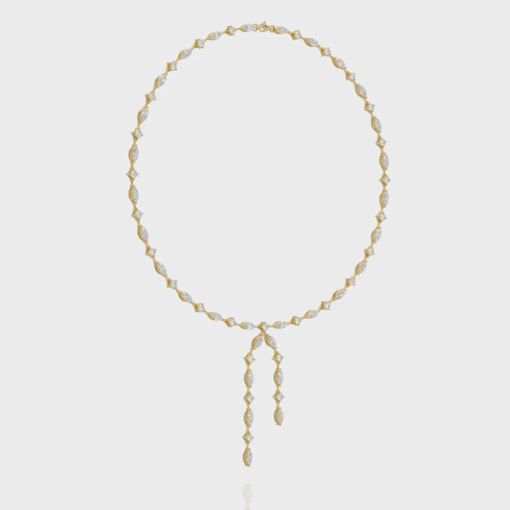 IGI Certified - 8.07 Ct. Lab Grown Diamond (VS/E-F) Marquise & Round Diamond Drop-Front Necklace