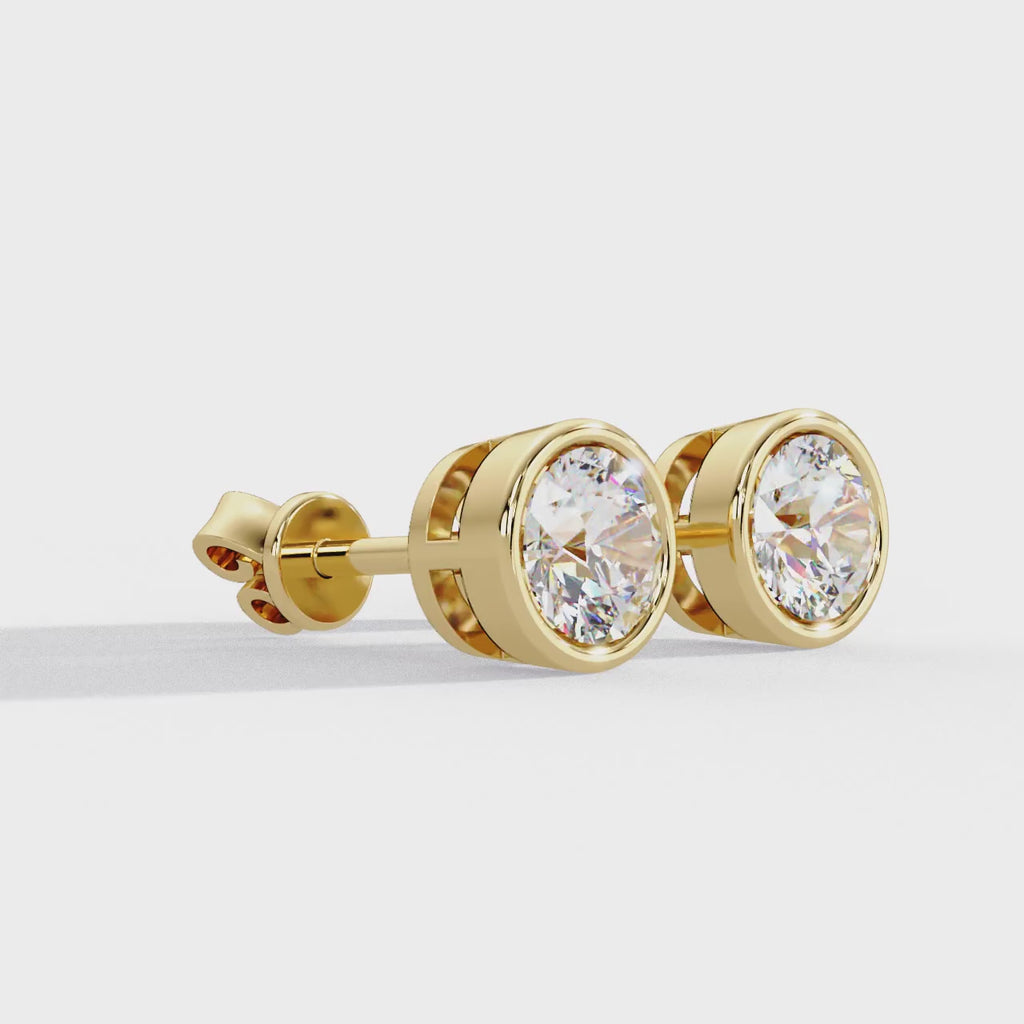 IGI Certified-1.5 Ct. Lab Grown Diamond (VS/E-F) Classic Bezel Set Diamond Stud Earring
