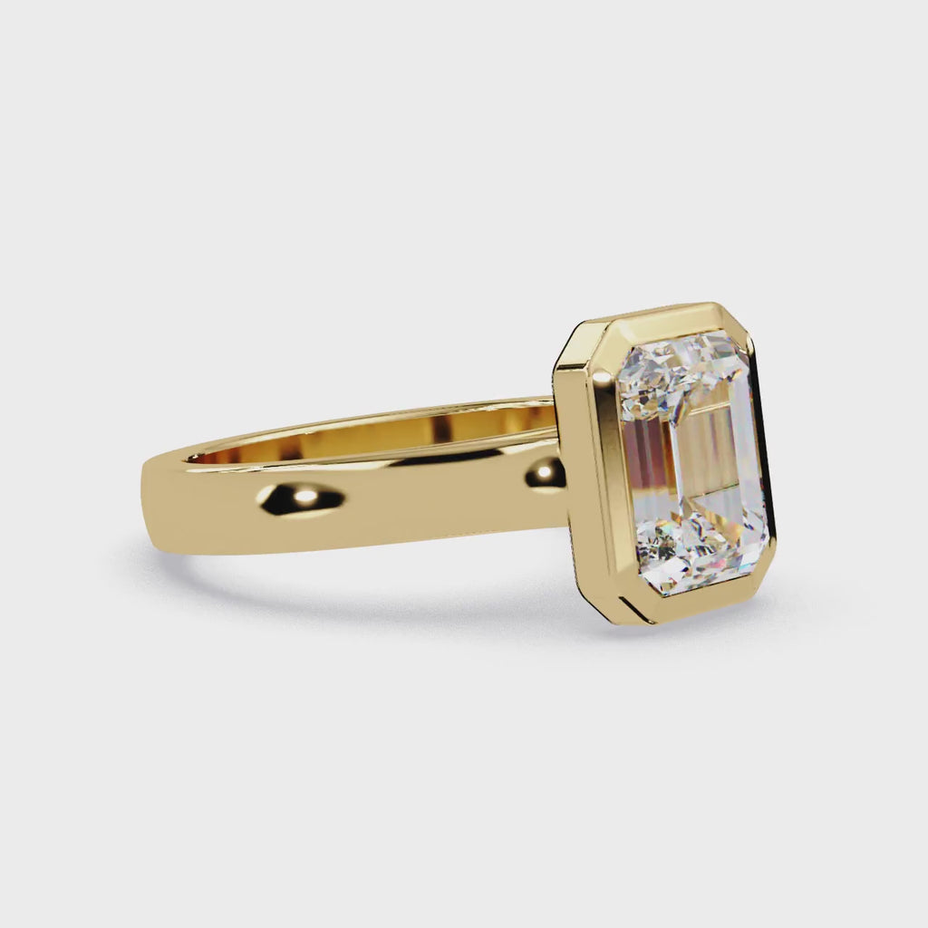 IGI Certified - 3 Ct. Lab Grown Diamond (VS/E-F) Emerald Cut Diamond Engagement Ring