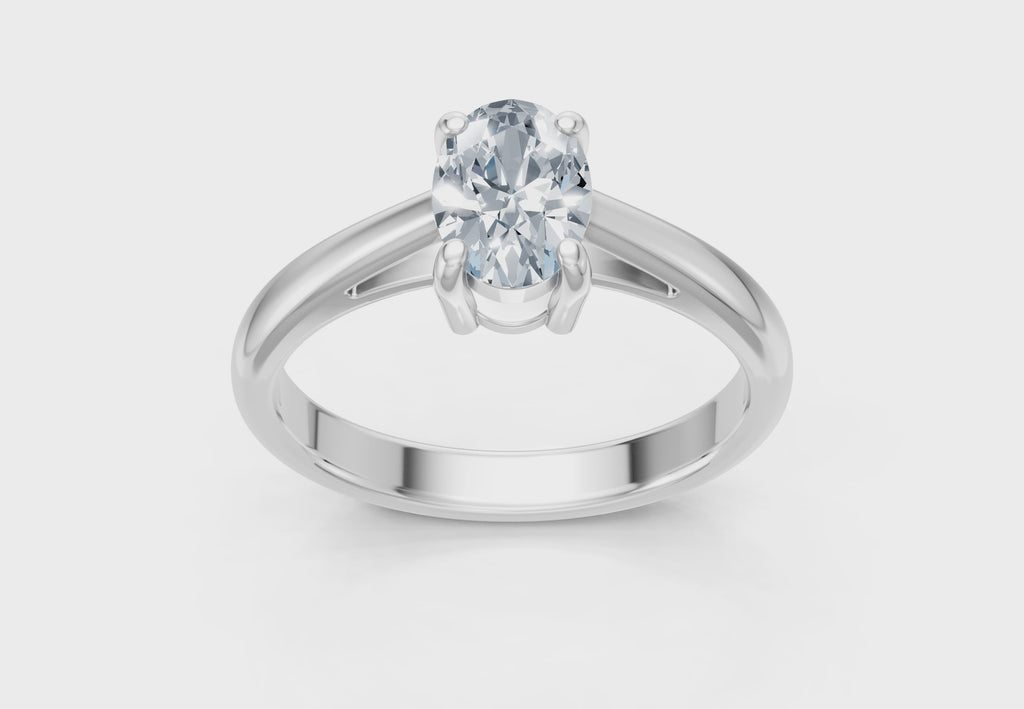IGI Certified - 1/2 Ct. Lab Grown Diamond (VS/E-F) Oval Solitaire Ring - 925 Sterling Silver