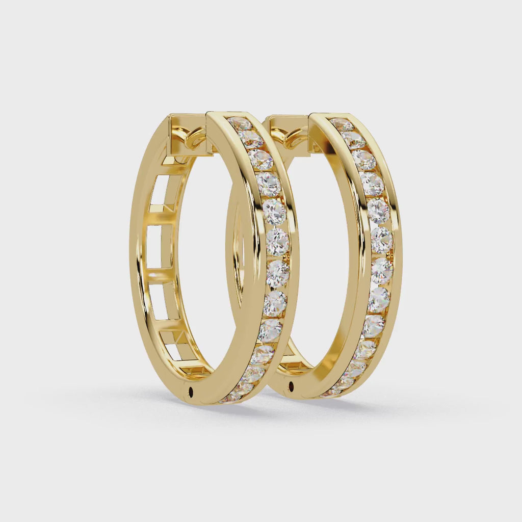 IGI Certified-1/2 Ct. Lab Grown Diamond (VS/E-F) Radiant Diamond Hoop Earrings