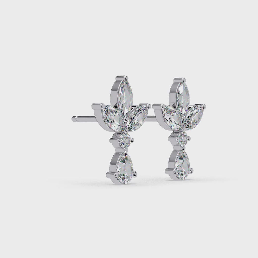 IGI Certified-1.5 Ct. Lab Grown Diamond (VS/E-F) Floral Cluster Diamond Earring