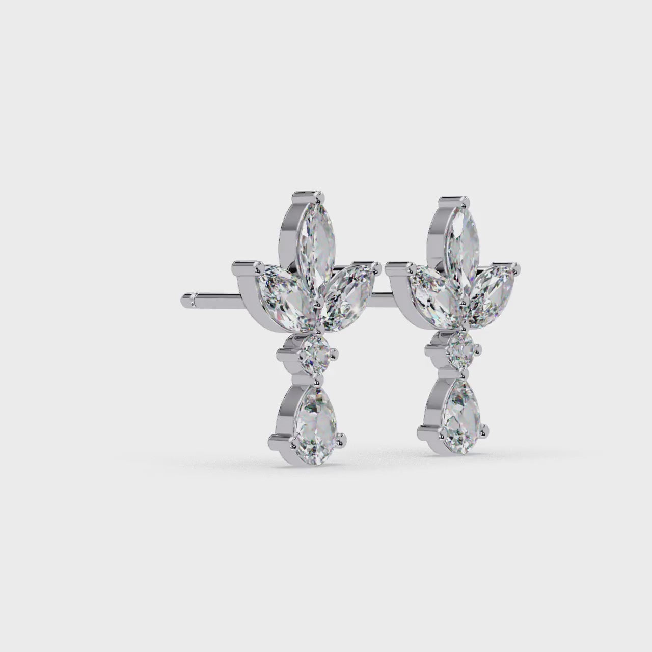 IGI Certified-1.5 Ct. Lab Grown Diamond (VS/E-F) Floral Cluster Diamond Earring