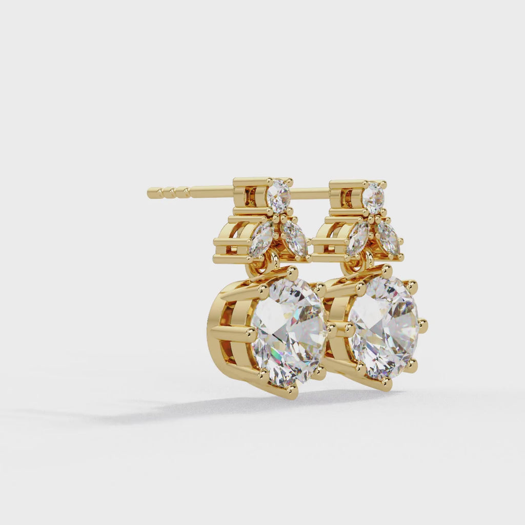 IGI Certified- 2 Ct. Lab Grown Diamond (VS/E-F) Elegant Diamond Cluster Drop Earrings