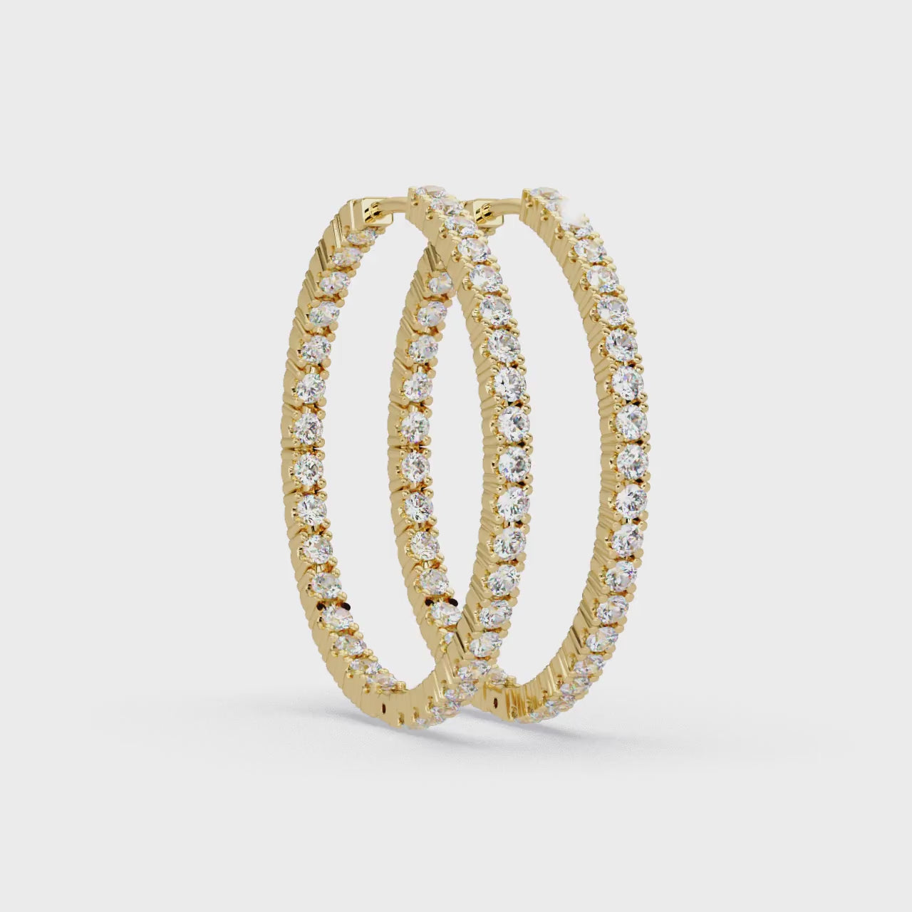 IGI Certified- 4 Ct. Lab Grown Diamond (VS/E-F) Eclipse Diamond Hoop Earrings – 70-Stone Brilliance Earring