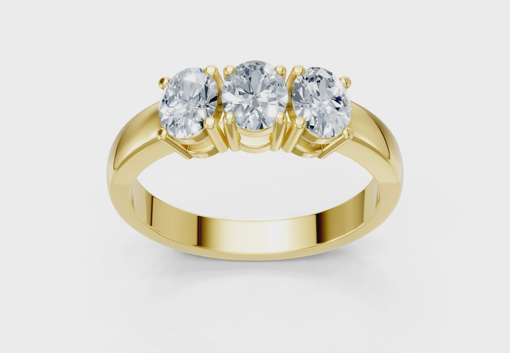 IGI Certified - 1 Ct. Lab Grown Diamond (VS/E-F) Trilogy Ring - 925 Sterling Silver