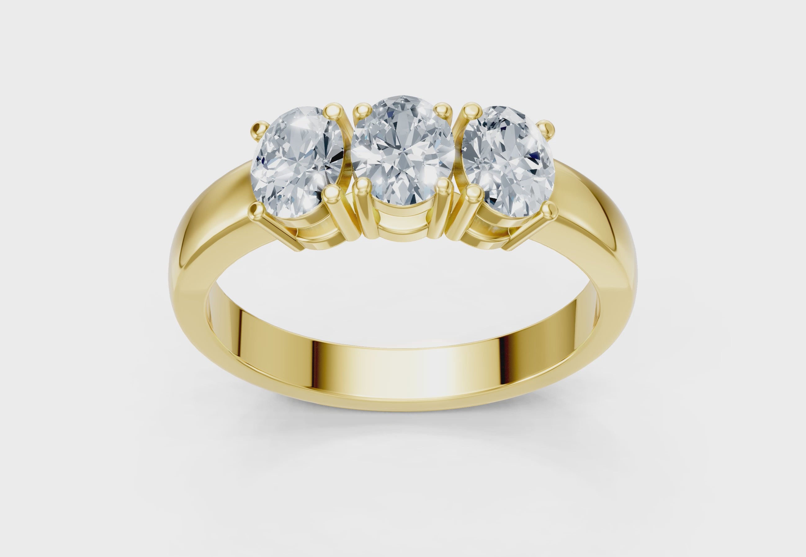 IGI Certified - 1 Ct. Lab Grown Diamond (VS/E-F) Trilogy Ring - 925 Sterling Silver