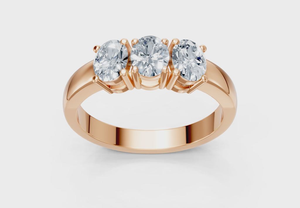 IGI Certified - 1 Ct. Lab Grown Diamond (VS/E-F) Trilogy Ring - 925 Sterling Silver