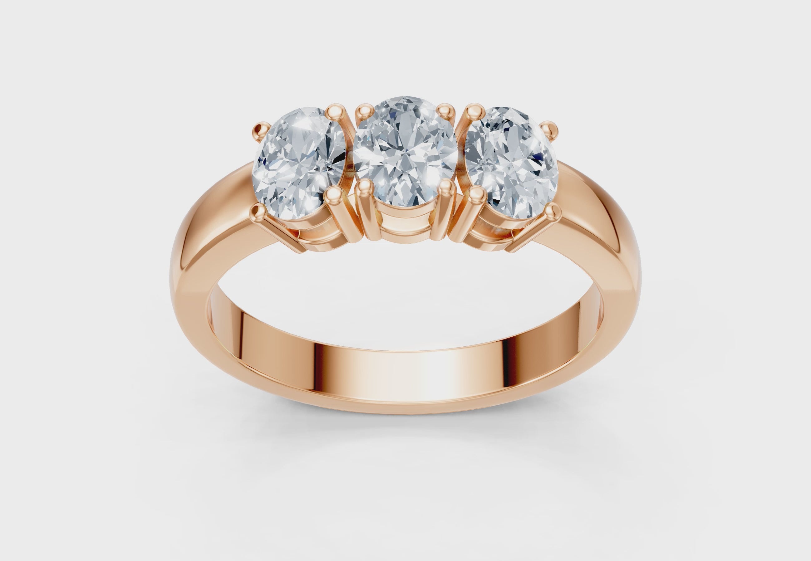 IGI Certified - 1 Ct. Lab Grown Diamond (VS/E-F) Trilogy Ring - 925 Sterling Silver