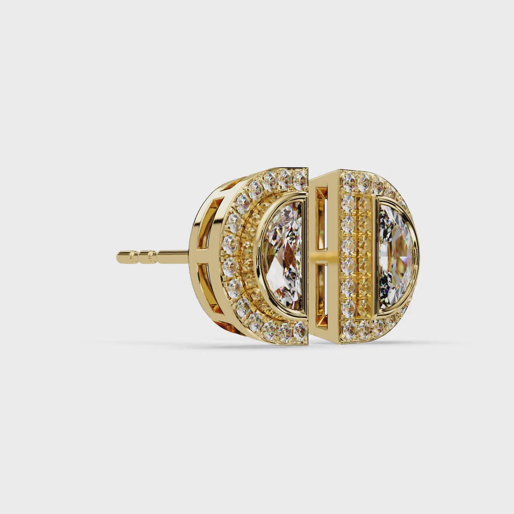 IGI Certified- 2/3 Ct Lab Grown Diamond (VS/E-F) Half Moon Stud Earrings