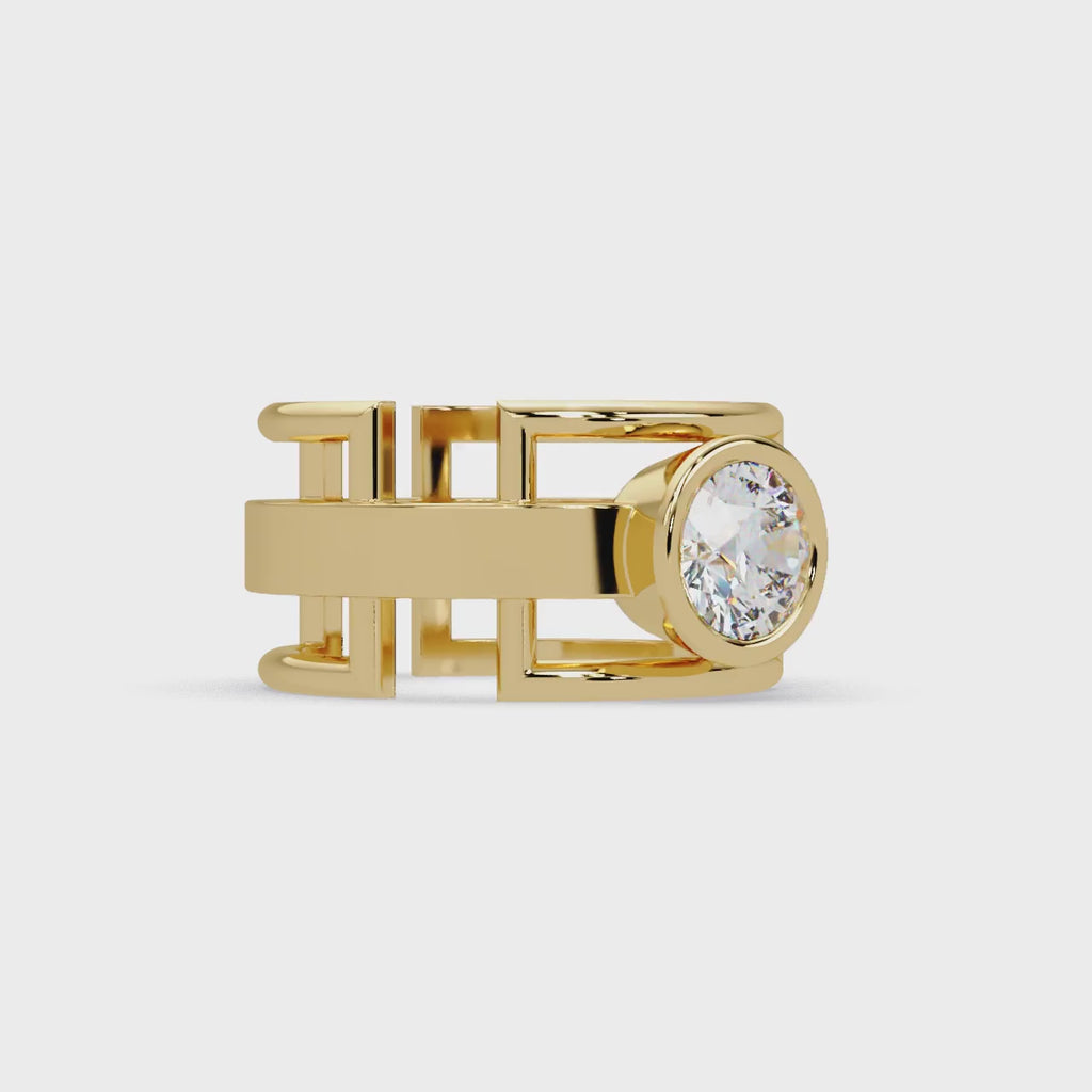 IGI Certified - 1 Ct. Lab Grown Diamond (VS/E-F) Apex Luxe Geometric Round Diamond Engagement Ring