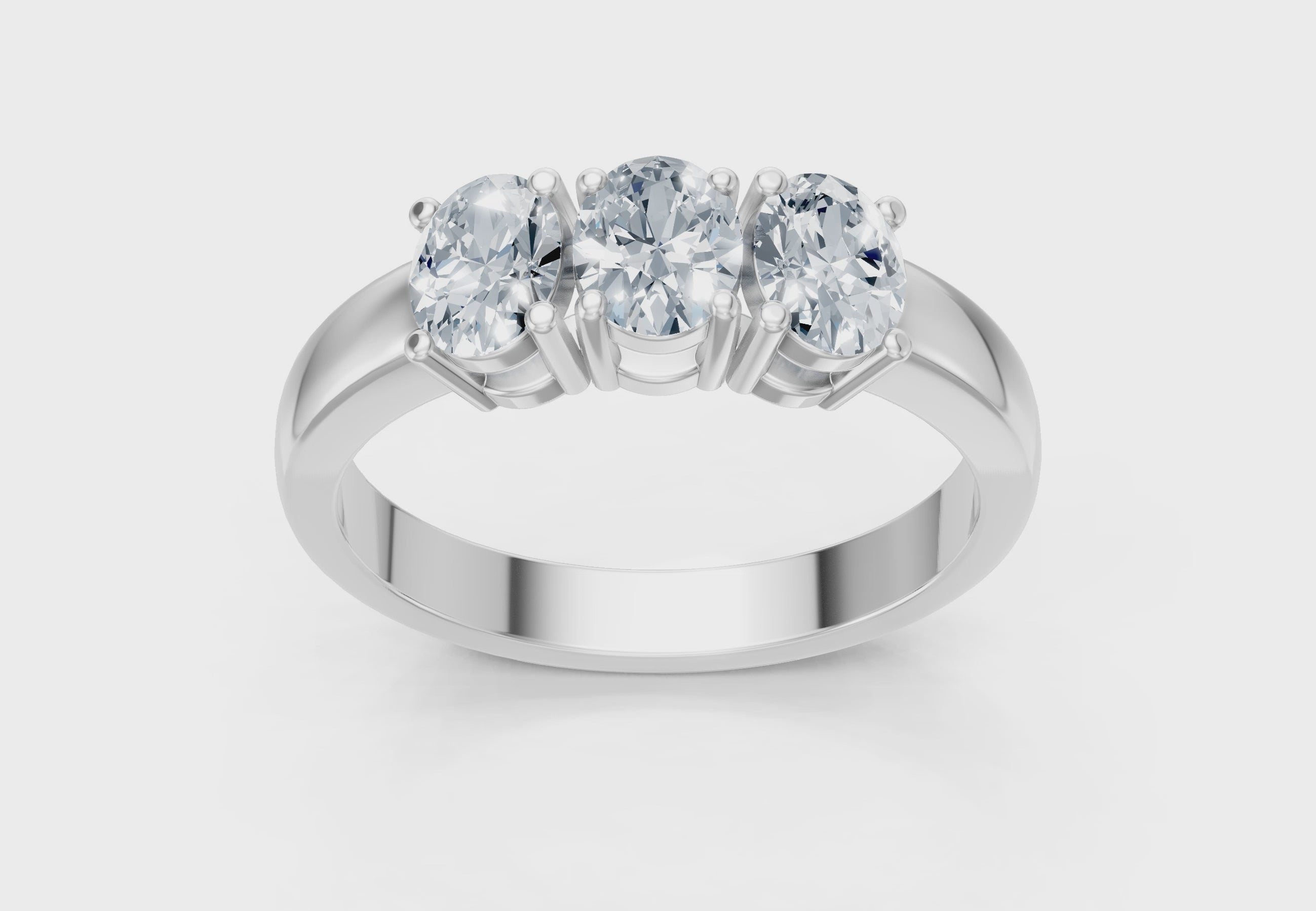 IGI Certified - 1 Ct. Lab Grown Diamond (VS/E-F) Trilogy Ring - 925 Sterling Silver