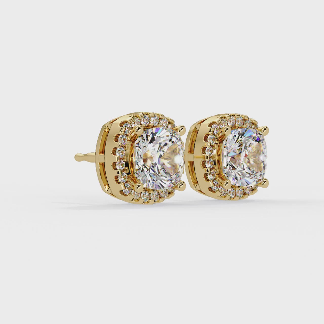 IGI Certified- 3 Ct. Lab Grown Diamond (VS/E-F) Vintage-Inspired Cushion Halo Diamond Studs Earring