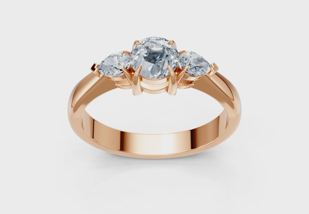 IGI Certified - 3/4 Ct. Lab Grown Diamond (VS/E-F) Trilogy Ring - 925 Sterling Silver