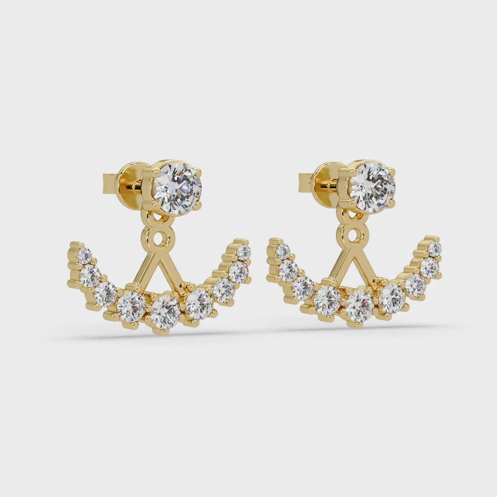 IGI Certified- 1 Ct. Lab Grown Diamond (VS/E-F) Radiant Diamond Ear Jackets (Front-Back Earrings)