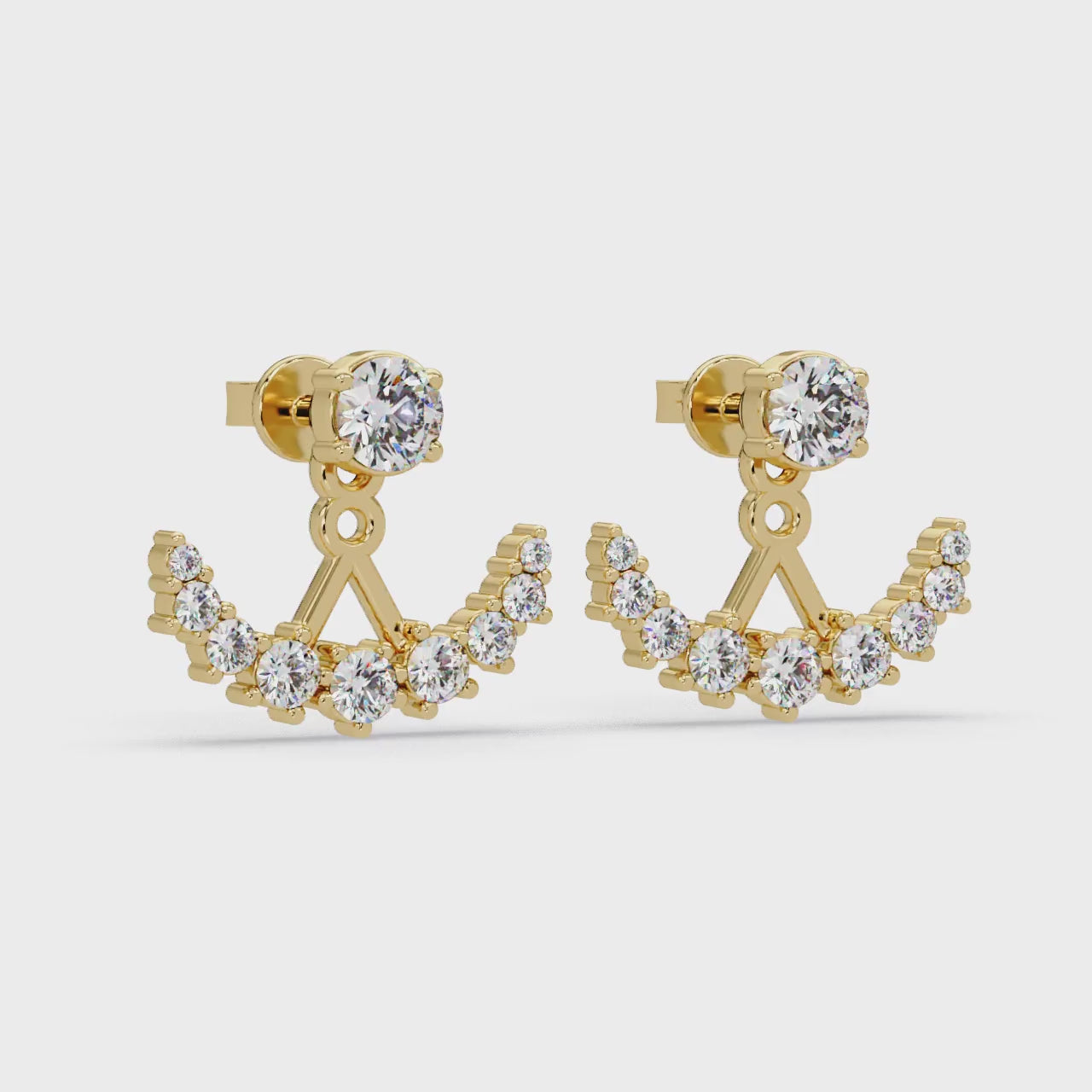 IGI Certified- 1 Ct. Lab Grown Diamond (VS/E-F) Radiant Diamond Ear Jackets (Front-Back Earrings)