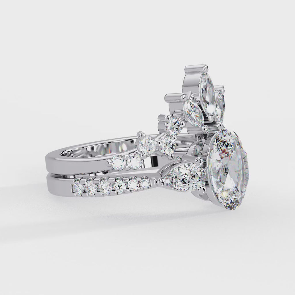 IGI Certified - 2.5 Ct. Lab Grown Diamond (VS/E-F) Celestial Bloom Bridal Set Ring