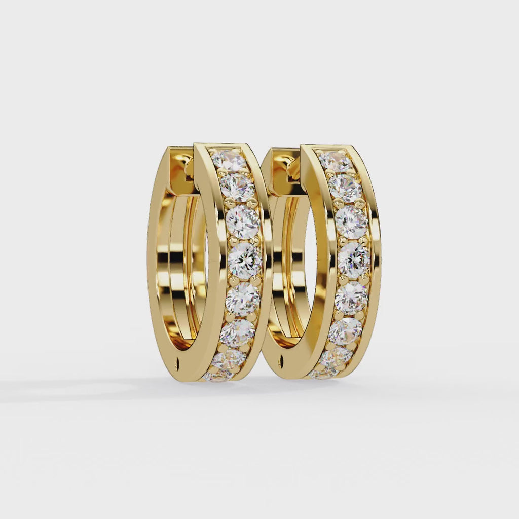 IGI Certified- 4.5 Ct. Lab Grown Diamond (VS/E-F) Classic Channel-Set Diamond Huggie Hoop Earrings