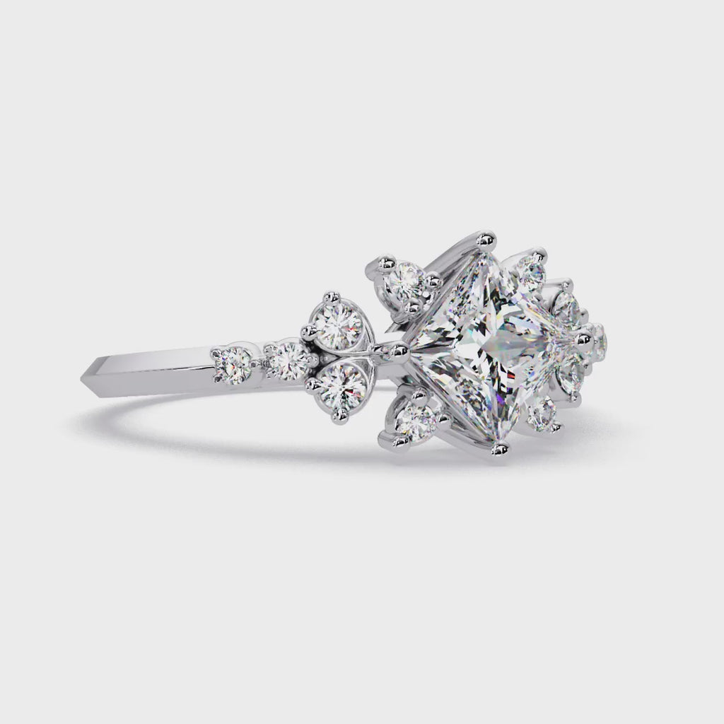 IGI Certified - 1.25 Ct. Lab Grown Diamond (VS/E-F) The Stellar Blossom Princess-Cut Cluster Ring