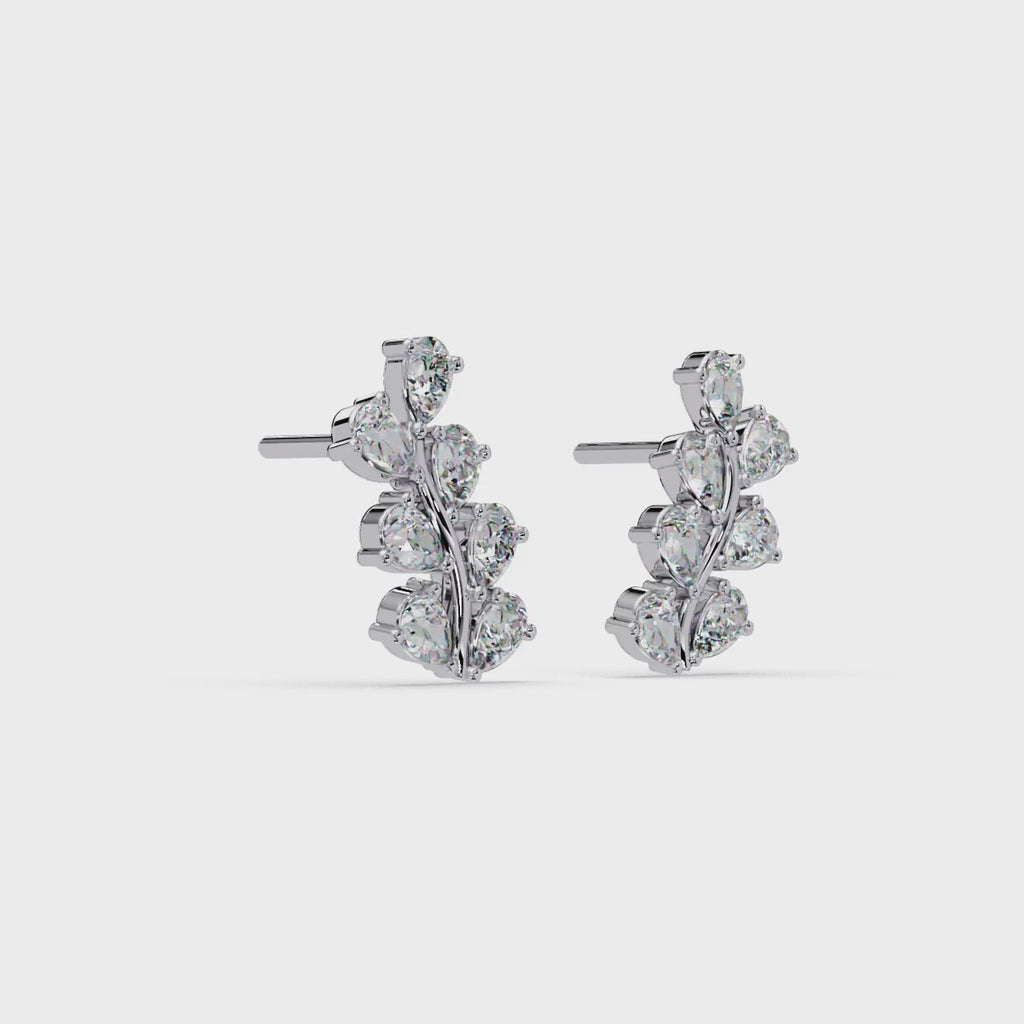 IGI Certified-0.60 Cts Lab Grown Diamond (VS/E-F) Leaf Earring -925 Sterling Silver