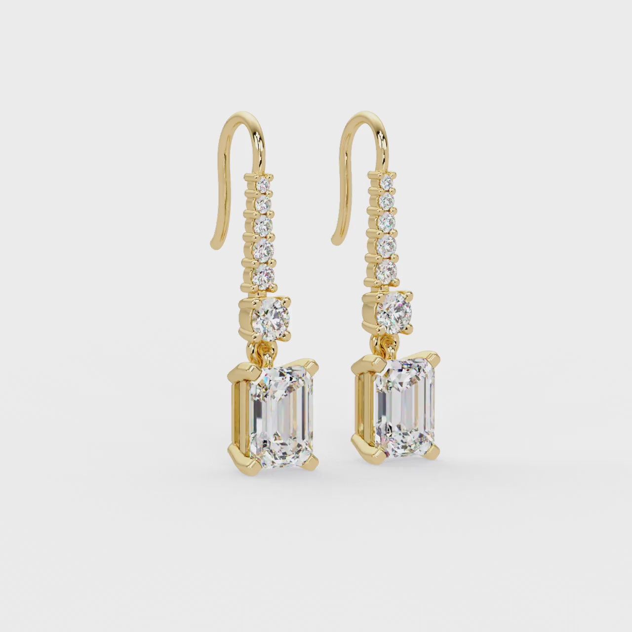 IGI Certified- 2.25 Ct. Lab Grown Diamond (VS/E-F) Emerald Cut Diamond Dangle Earrings