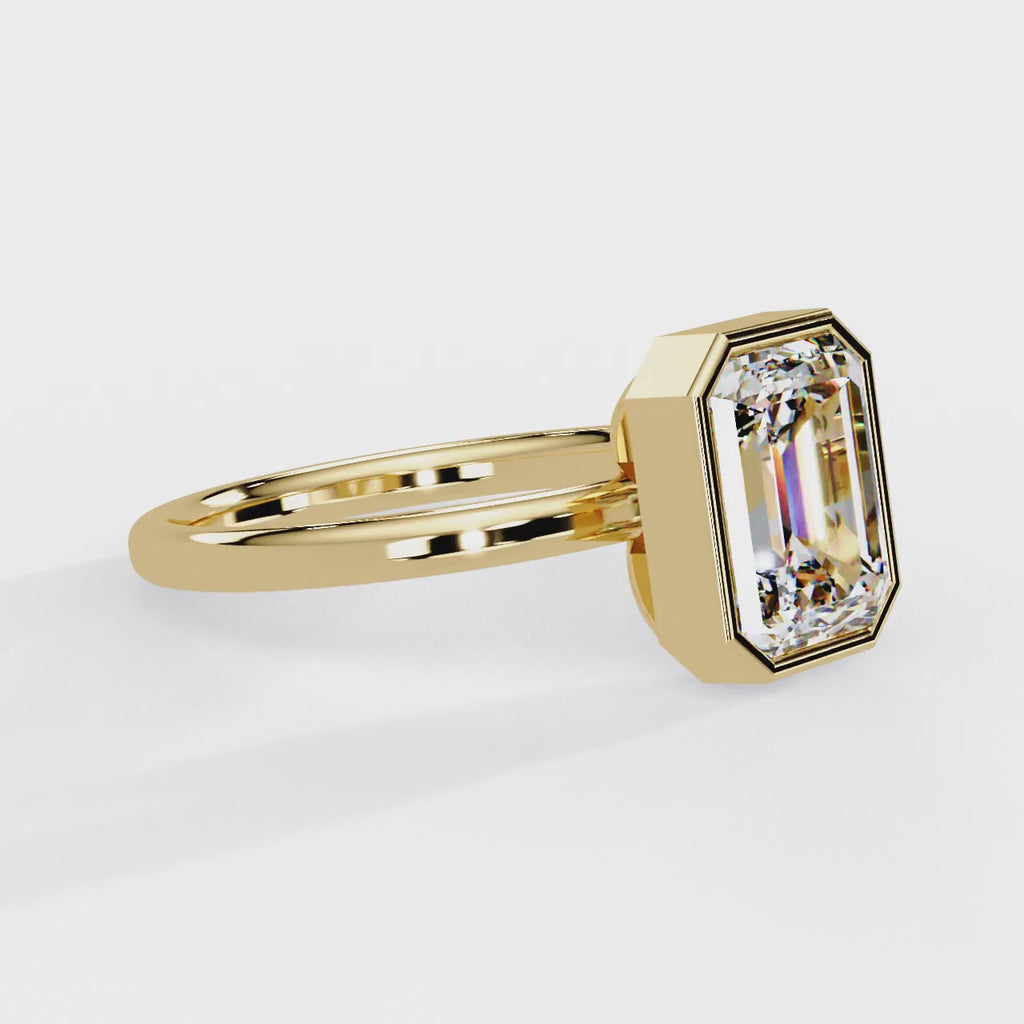 IGI Certified - 1.25 Ct. Lab Grown Diamond (VS/E-F) The Lumina Bezel Emerald Ring