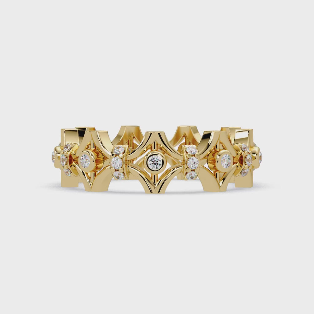 IGI Certified - 1/2 Ct. Lab Grown Diamond (VS/E-F) Celestial Hexa Crown Eternity Band Ring