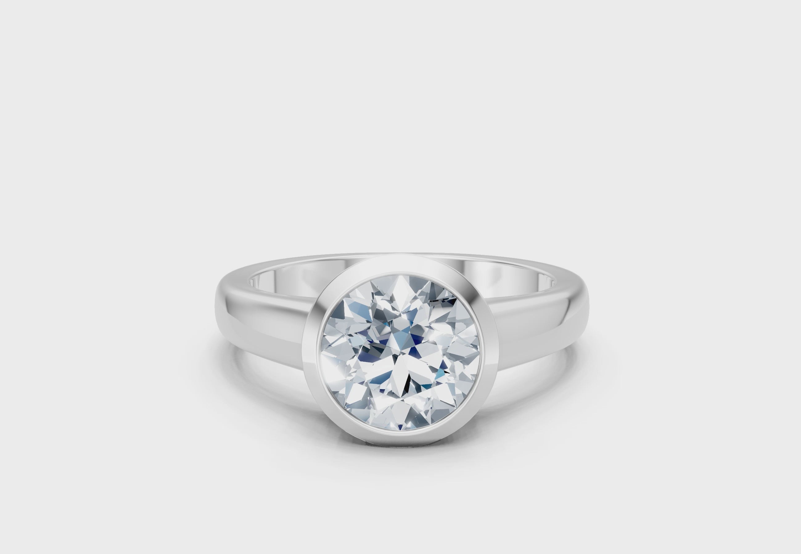 2 Carat Lab Grown Diamond Bezel Set Solitaire Ring