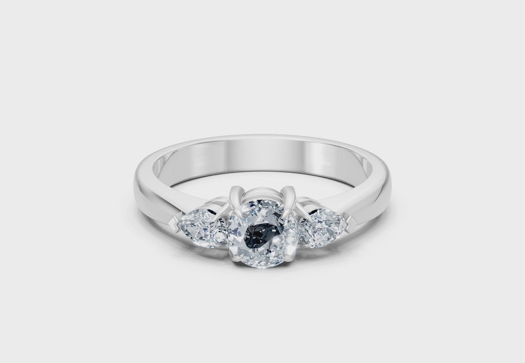 IGI Certified - 3/4 Ct. Lab Grown Diamond (VS/E-F) Trilogy Ring - 925 Sterling Silver