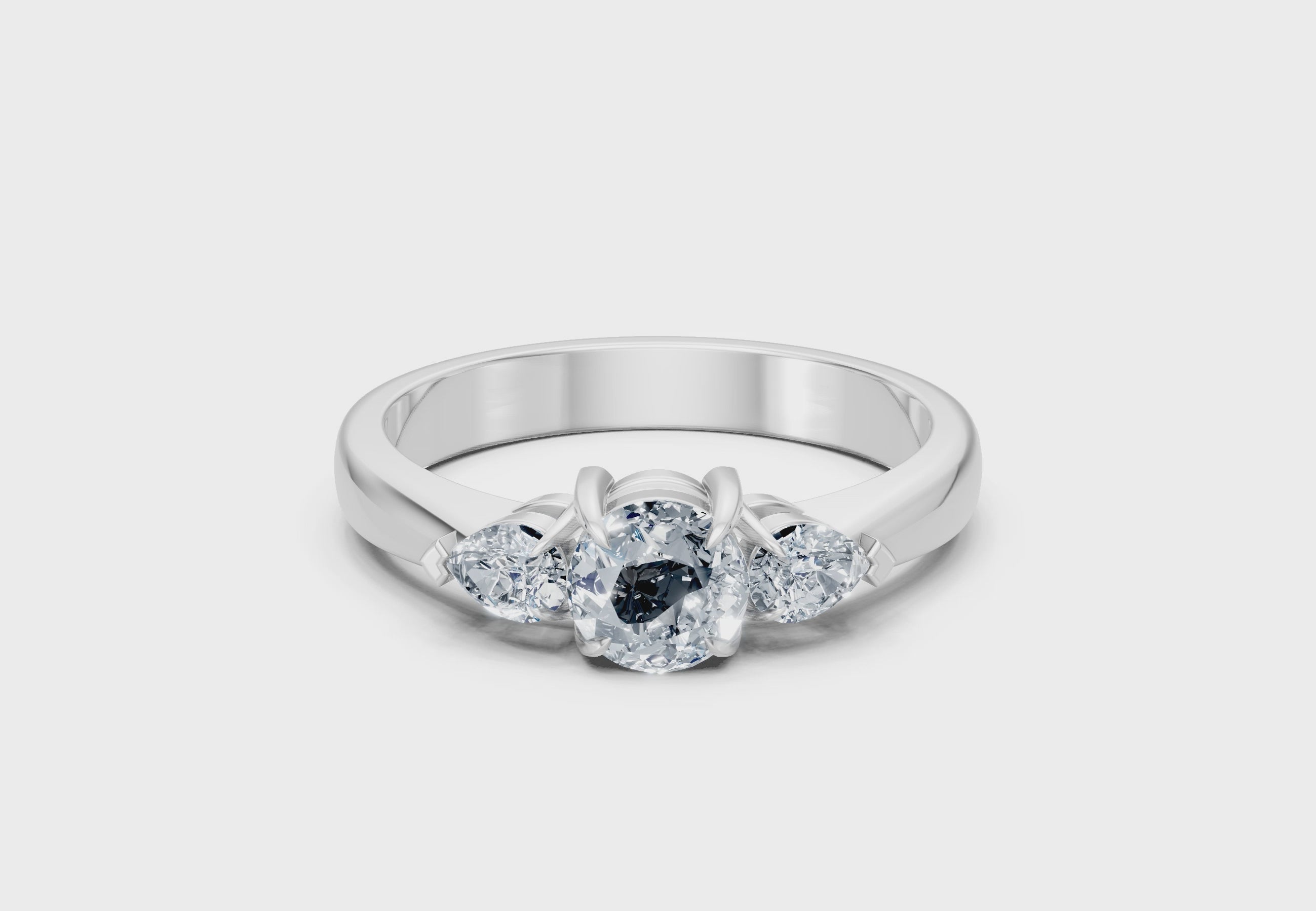 IGI Certified - 3/4 Ct. Lab Grown Diamond (VS/E-F) Trilogy Ring - 925 Sterling Silver