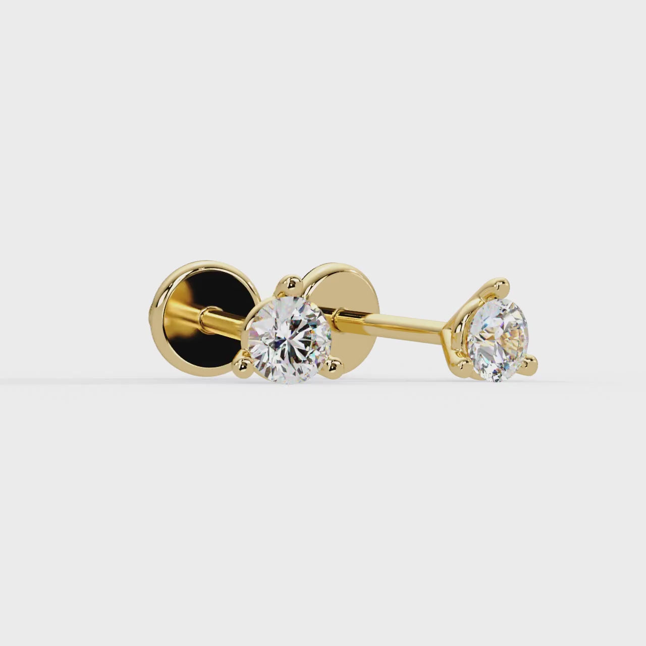 Classic 3-Prong Solitaire Diamond Stud Earrings – Solid Gold Screw-Backs