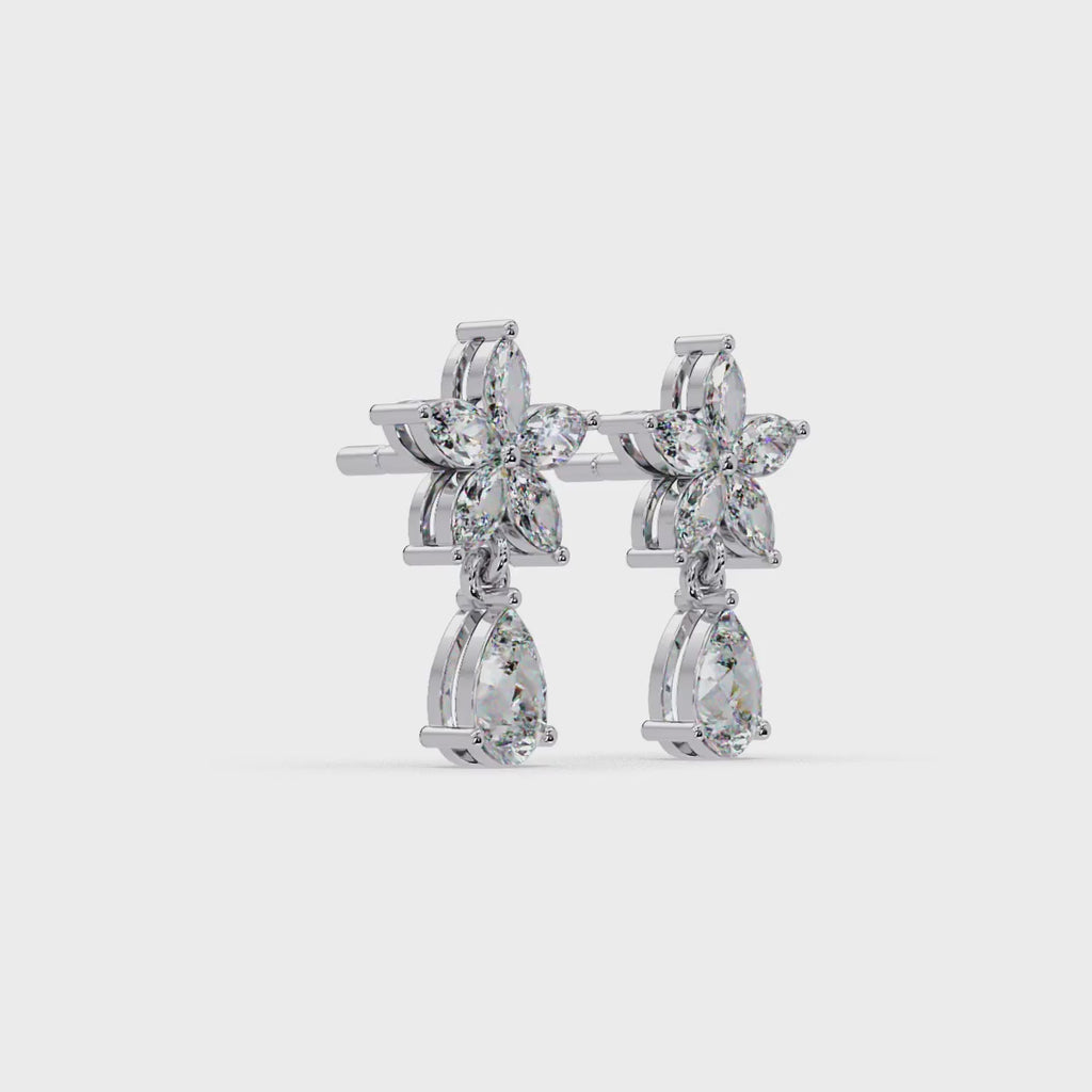 IGI Certified- 1.75 Ct Lab Grown Diamond (VS/E-F) Floral Tear Drop Earrings