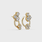 IGI Certified- 4.25 Ct Lab Grown Diamond (VS/E-F) Floral J-Hoop Earrings
