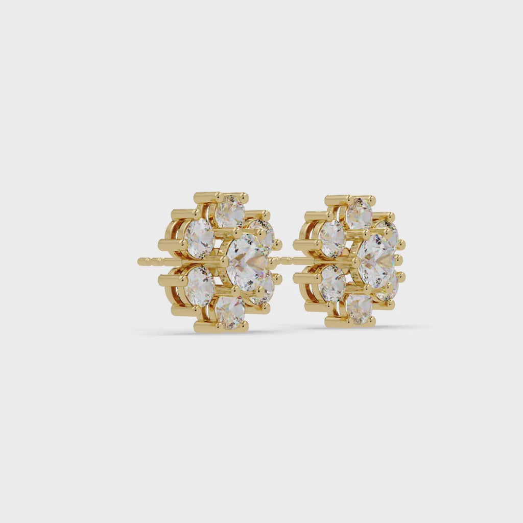 IGI Certified- 3.00 Ct Lab Grown Diamond (VS/E-F) Fleur Round Earrings