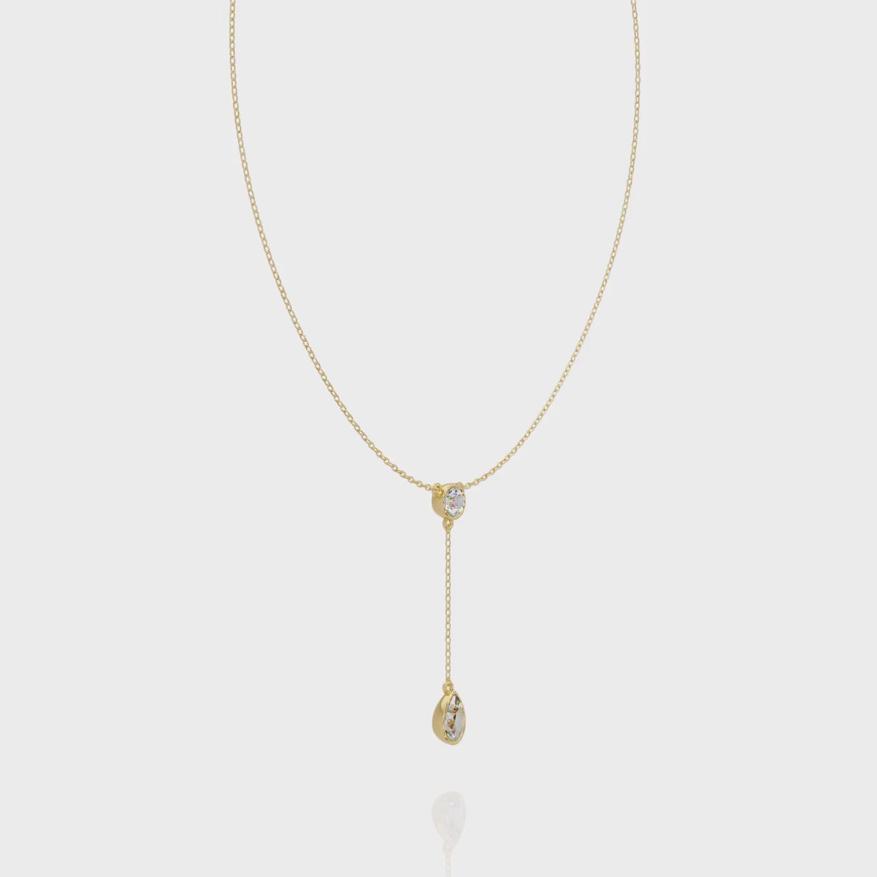 Diamond Y-Drop Necklace with Pear & Round Stones