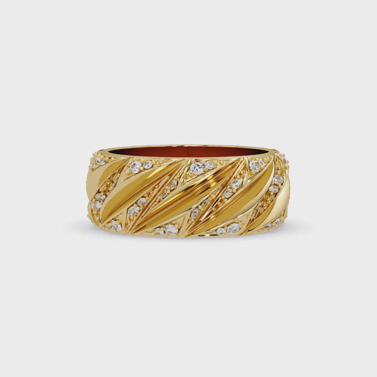 Luxe Diamond-Studded White Gold Swirl Ring