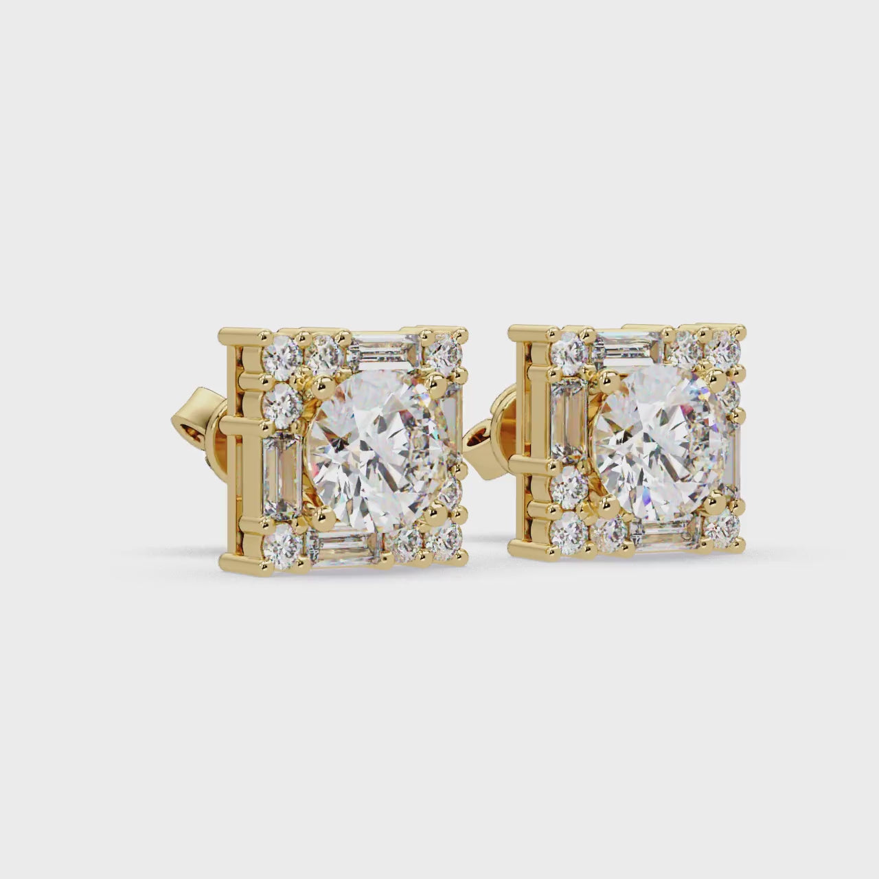 IGI Certified-3 Ct. Lab Grown Diamond (VS/E-F) Square Halo Diamond Stude Earring