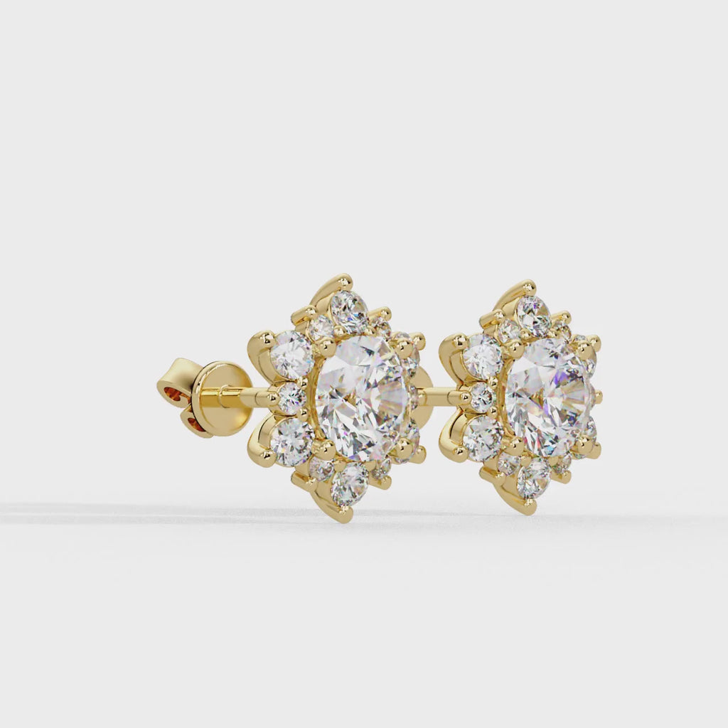 IGI Certified- 3 Ct. Lab Grown Diamond (VS/E-F) Diamond Cluster Stud Earrings Earring